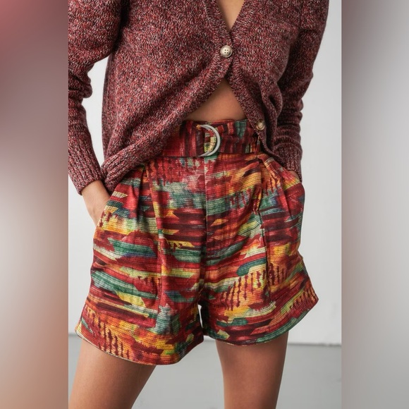 Chufy Pants - CHUFY Nino Belted Chevron Paper Bag Shorts